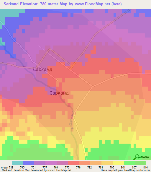 Sarkand,Kazakhstan Elevation Map