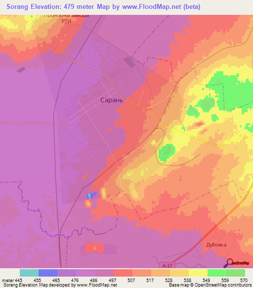 Sorang,Kazakhstan Elevation Map