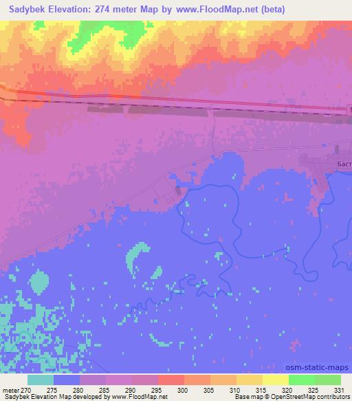 Sadybek,Kazakhstan Elevation Map