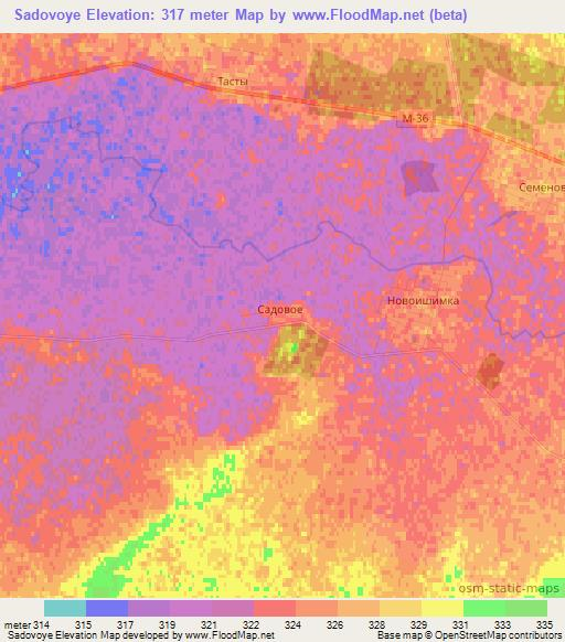 Sadovoye,Kazakhstan Elevation Map