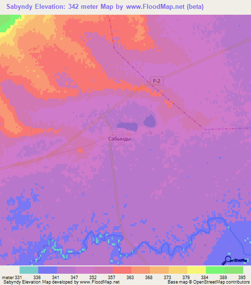 Sabyndy,Kazakhstan Elevation Map