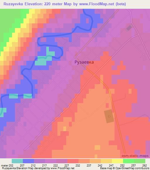 Ruzayevka,Kazakhstan Elevation Map
