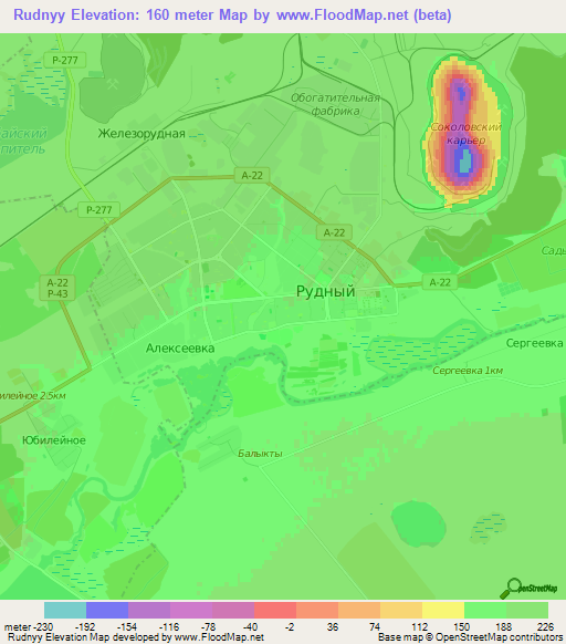 Rudnyy,Kazakhstan Elevation Map