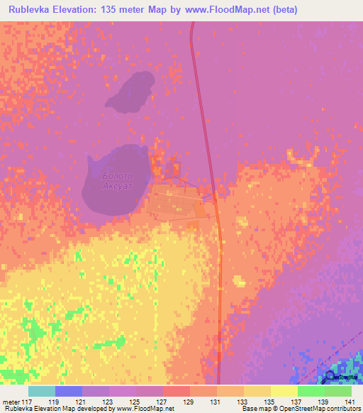 Rublevka,Kazakhstan Elevation Map
