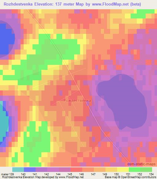 Rozhdestvenka,Kazakhstan Elevation Map
