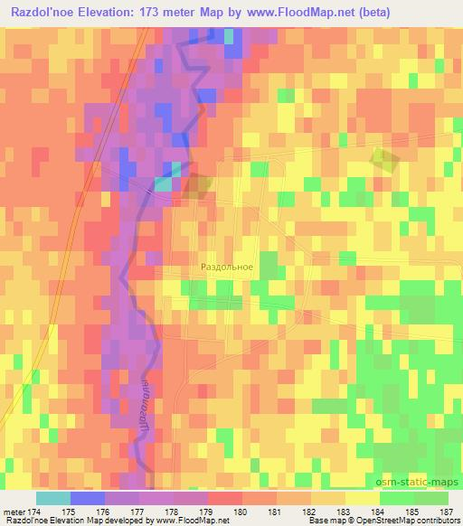 Razdol'noe,Kazakhstan Elevation Map