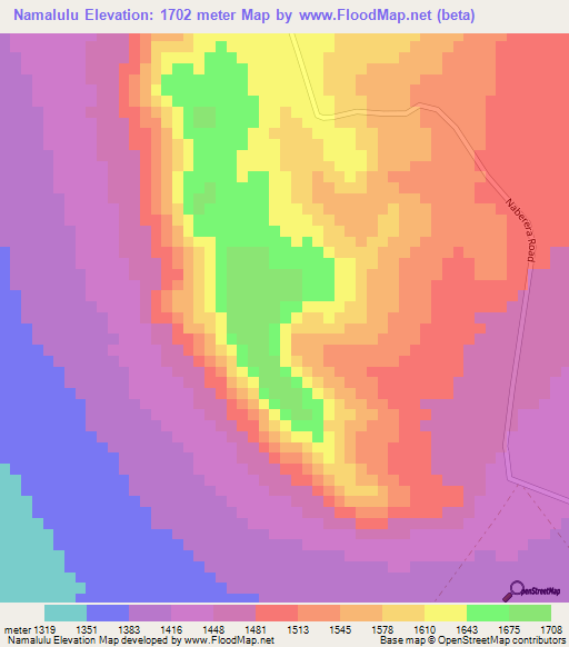 Namalulu,Tanzania Elevation Map