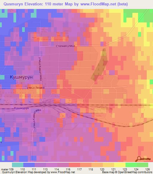 Qusmuryn,Kazakhstan Elevation Map