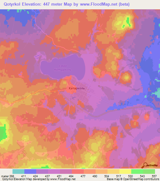 Qotyrkol,Kazakhstan Elevation Map