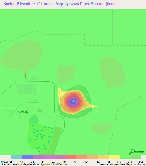 Kachar,Kazakhstan Elevation Map