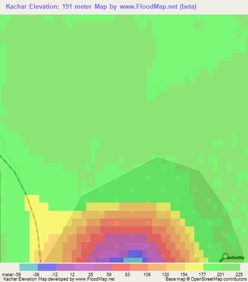 Kachar,Kazakhstan Elevation Map