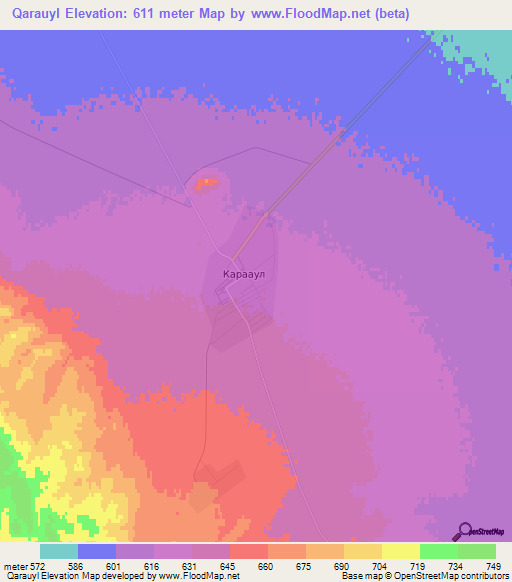 Qarauyl,Kazakhstan Elevation Map