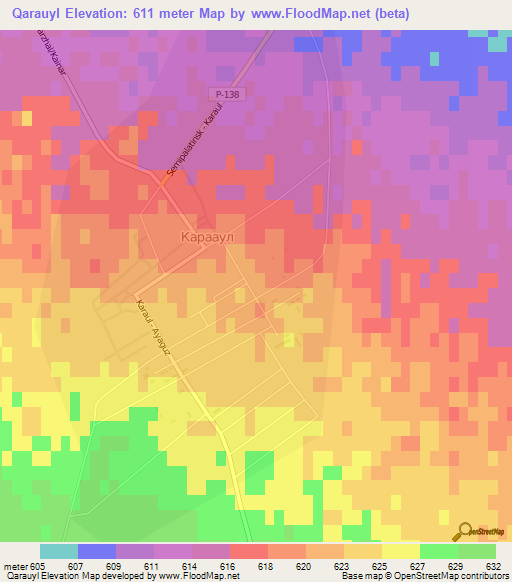 Qarauyl,Kazakhstan Elevation Map