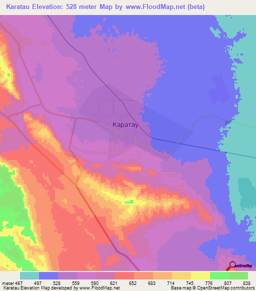 Karatau,Kazakhstan Elevation Map