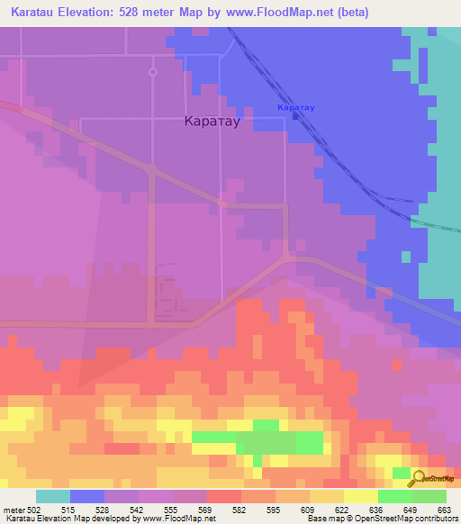 Karatau,Kazakhstan Elevation Map