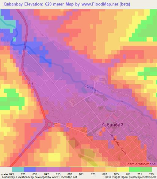 Qabanbay,Kazakhstan Elevation Map