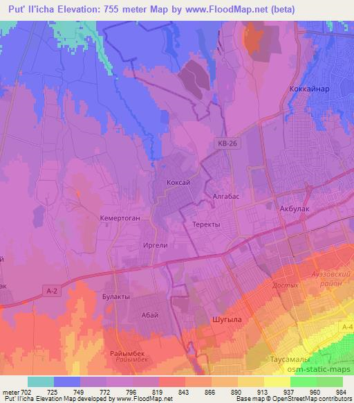 Put' Il'icha,Kazakhstan Elevation Map