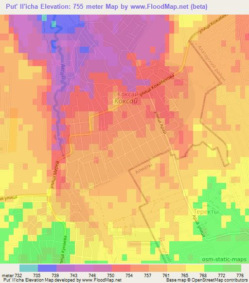 Put' Il'icha,Kazakhstan Elevation Map