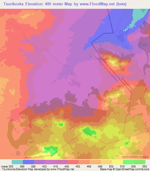 Tsurikovka,Kazakhstan Elevation Map