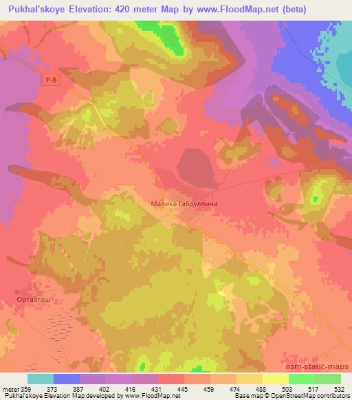 Pukhal'skoye,Kazakhstan Elevation Map