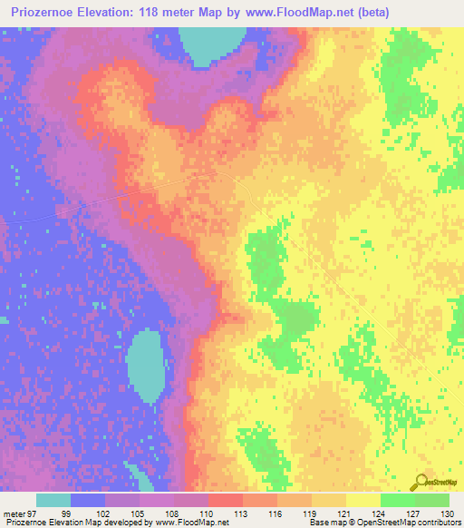 Priozernoe,Kazakhstan Elevation Map