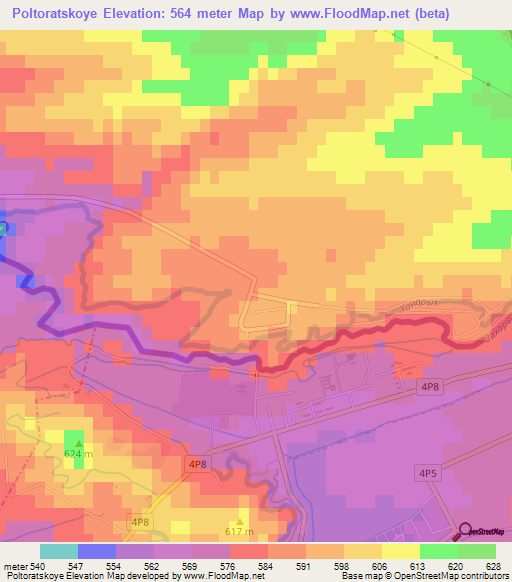 Poltoratskoye,Kazakhstan Elevation Map
