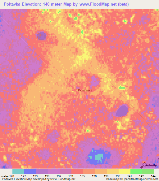 Poltavka,Kazakhstan Elevation Map