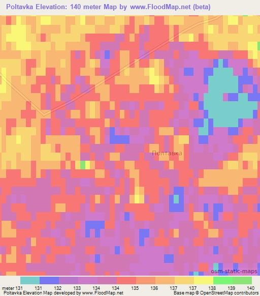 Poltavka,Kazakhstan Elevation Map