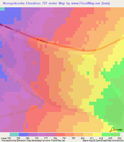 Novopokrovka,Kazakhstan Elevation Map
