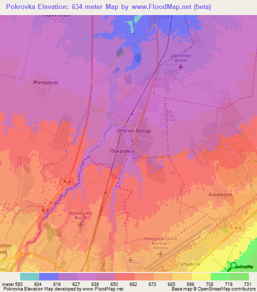 Pokrovka,Kazakhstan Elevation Map