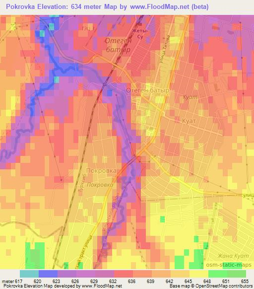 Pokrovka,Kazakhstan Elevation Map