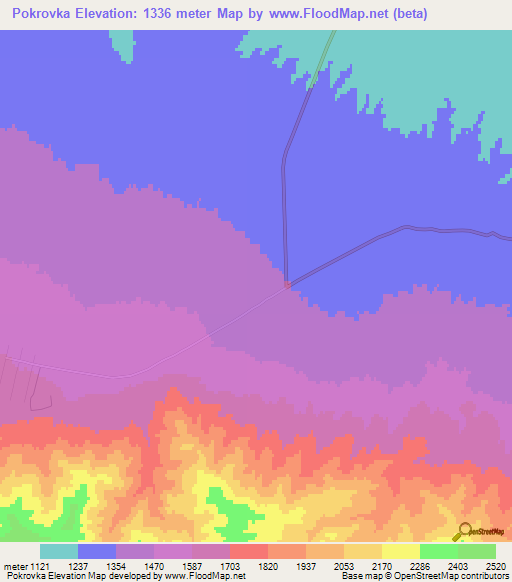 Pokrovka,Kazakhstan Elevation Map