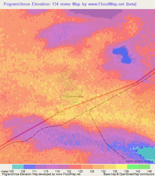 Pogranichnoe,Kazakhstan Elevation Map