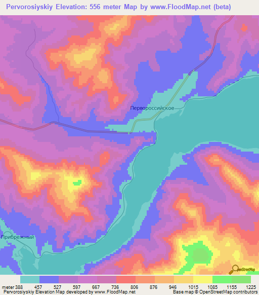 Pervorosiyskiy,Kazakhstan Elevation Map