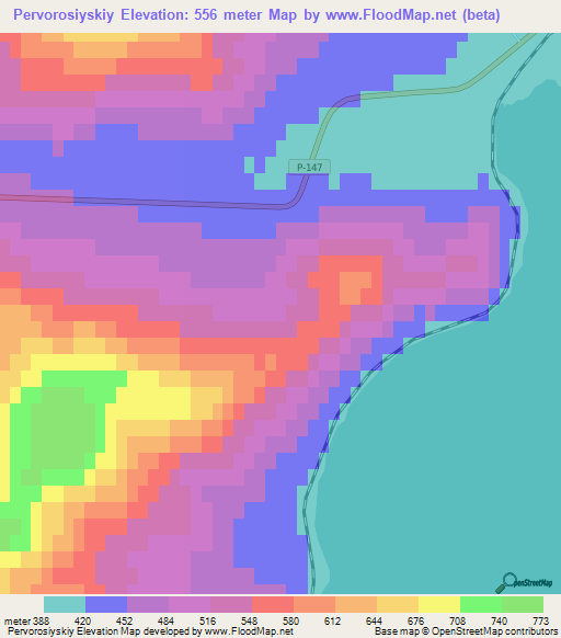 Pervorosiyskiy,Kazakhstan Elevation Map