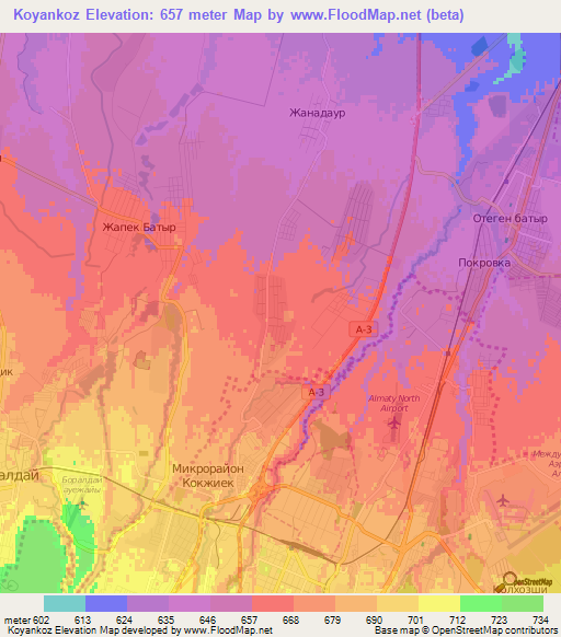 Koyankoz,Kazakhstan Elevation Map