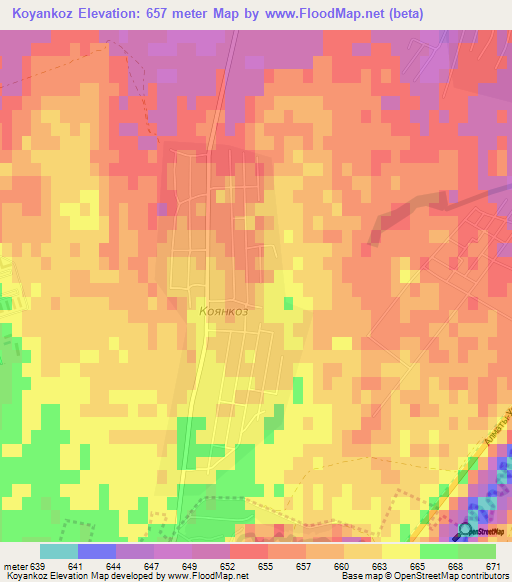 Koyankoz,Kazakhstan Elevation Map