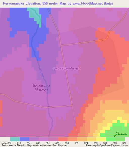 Pervomaevka,Kazakhstan Elevation Map