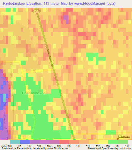 Pavlodarskoe,Kazakhstan Elevation Map