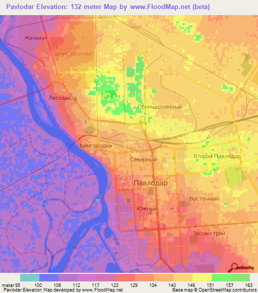 Pavlodar,Kazakhstan Elevation Map