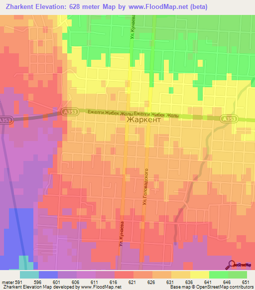 Zharkent,Kazakhstan Elevation Map