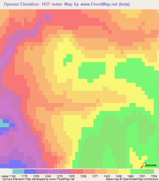 Oymaut,Kazakhstan Elevation Map