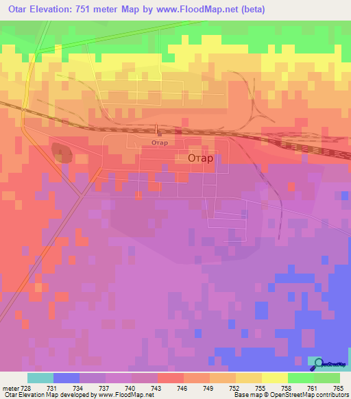 Otar,Kazakhstan Elevation Map
