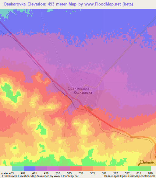 Osakarovka,Kazakhstan Elevation Map