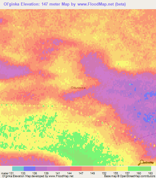 Ol'ginka,Kazakhstan Elevation Map