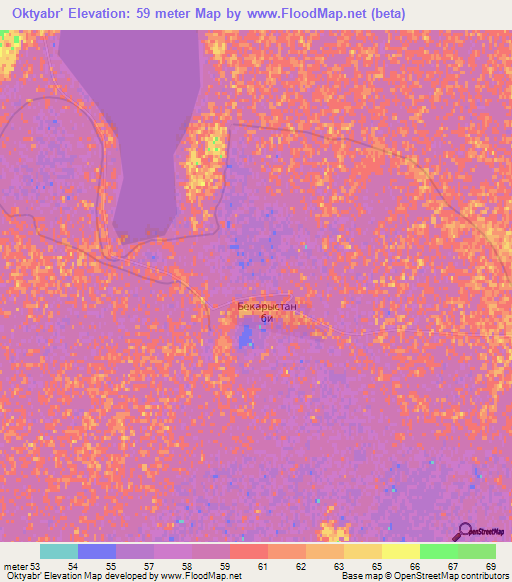 Oktyabr',Kazakhstan Elevation Map