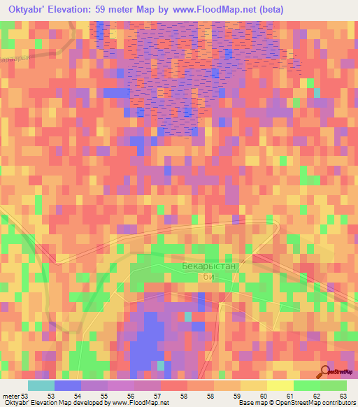 Oktyabr',Kazakhstan Elevation Map
