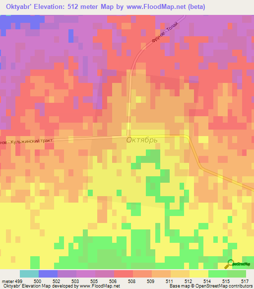 Oktyabr',Kazakhstan Elevation Map