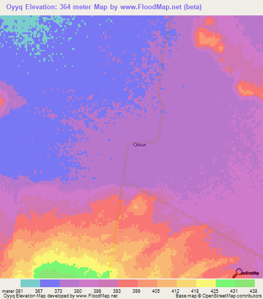 Oyyq,Kazakhstan Elevation Map