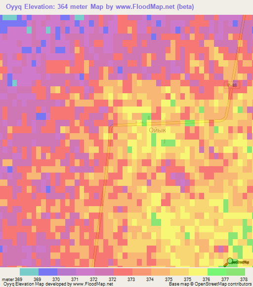 Oyyq,Kazakhstan Elevation Map